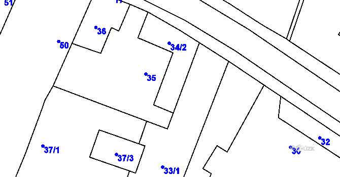 Parcela st. 33/2 v KÚ Kratonohy, Katastrální mapa