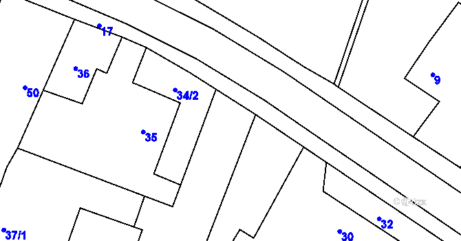 Parcela st. 34/1 v KÚ Kratonohy, Katastrální mapa