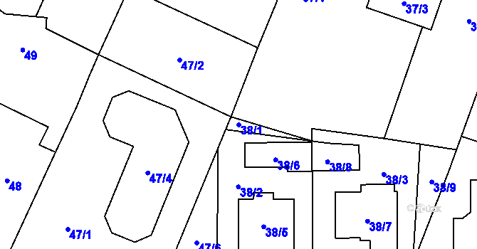 Parcela st. 38/1 v KÚ Kratonohy, Katastrální mapa