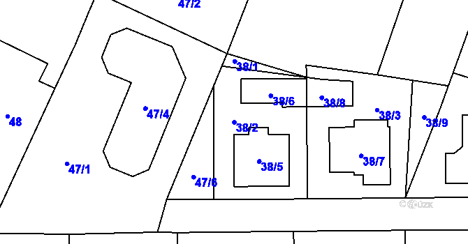 Parcela st. 38/2 v KÚ Kratonohy, Katastrální mapa