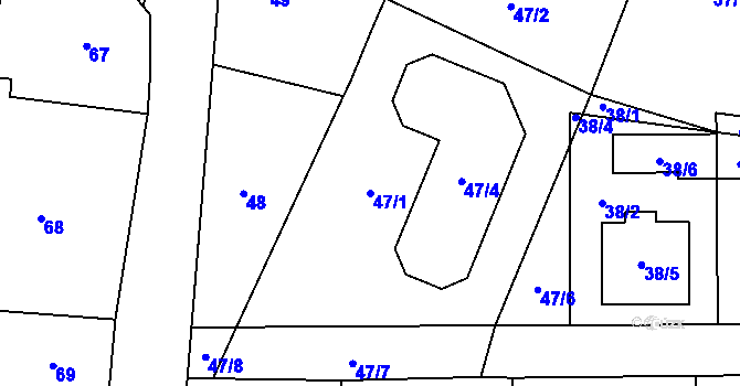 Parcela st. 47/1 v KÚ Kratonohy, Katastrální mapa