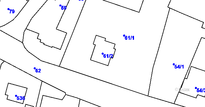 Parcela st. 61/2 v KÚ Kratonohy, Katastrální mapa