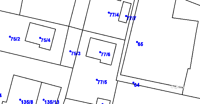 Parcela st. 77/6 v KÚ Kratonohy, Katastrální mapa