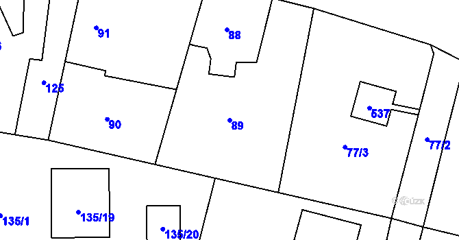 Parcela st. 89 v KÚ Kratonohy, Katastrální mapa