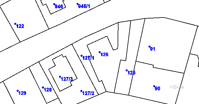 Parcela st. 126 v KÚ Kratonohy, Katastrální mapa