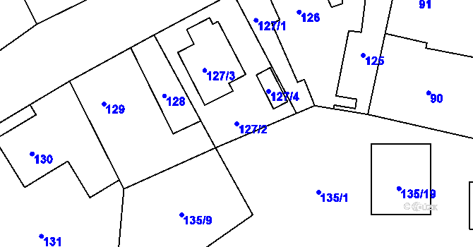 Parcela st. 127/2 v KÚ Kratonohy, Katastrální mapa