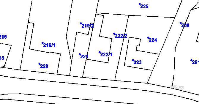Parcela st. 222/1 v KÚ Kratonohy, Katastrální mapa