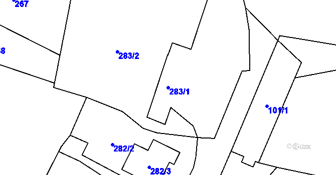 Parcela st. 283/1 v KÚ Kratonohy, Katastrální mapa