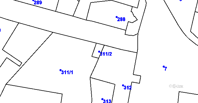 Parcela st. 311/2 v KÚ Kratonohy, Katastrální mapa