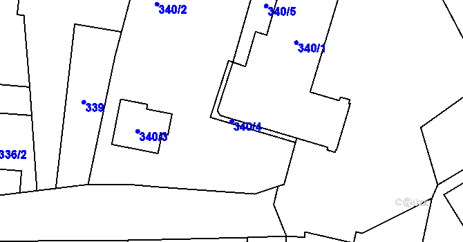 Parcela st. 340/4 v KÚ Kratonohy, Katastrální mapa