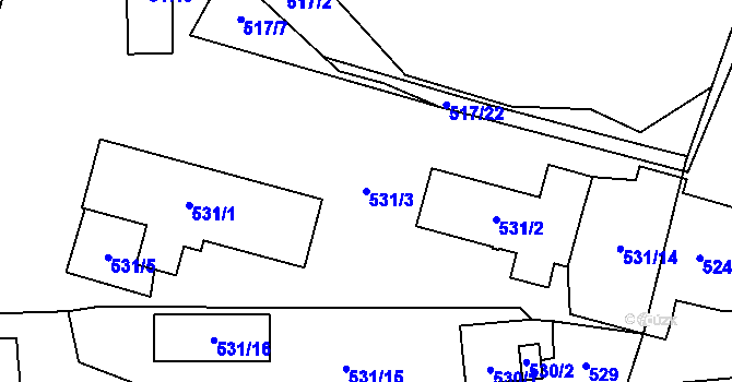 Parcela st. 531/3 v KÚ Kratonohy, Katastrální mapa