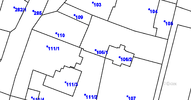 Parcela st. 106/1 v KÚ Kratonohy, Katastrální mapa