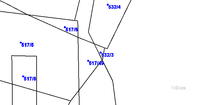Parcela st. 532/3 v KÚ Kratonohy, Katastrální mapa