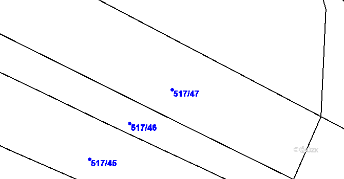 Parcela st. 517/47 v KÚ Kratonohy, Katastrální mapa