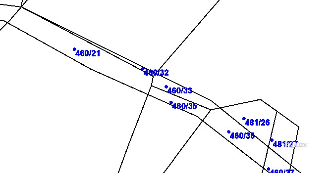Parcela st. 460/33 v KÚ Kratonohy, Katastrální mapa