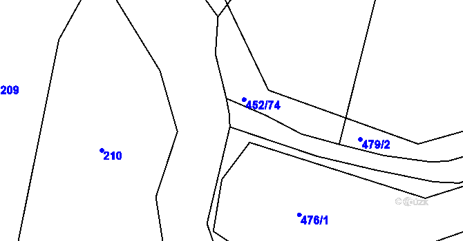 Parcela st. 452/75 v KÚ Kratonohy, Katastrální mapa