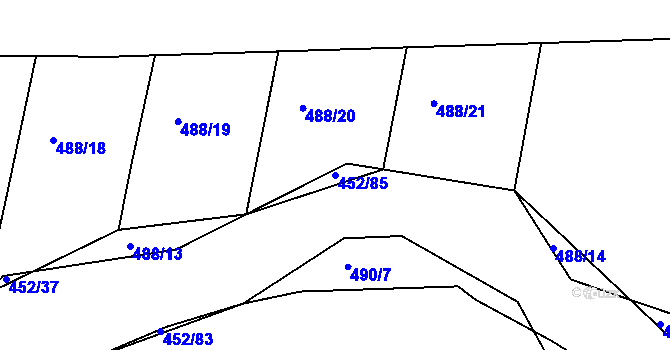 Parcela st. 452/85 v KÚ Kratonohy, Katastrální mapa