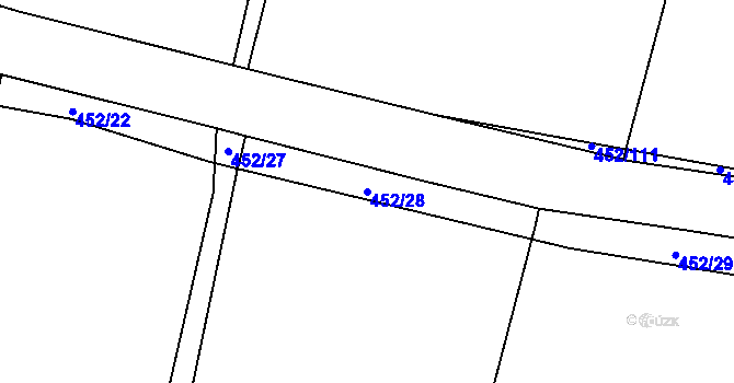 Parcela st. 452/28 v KÚ Kratonohy, Katastrální mapa