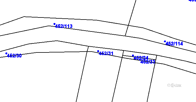 Parcela st. 452/31 v KÚ Kratonohy, Katastrální mapa