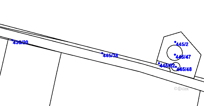 Parcela st. 445/38 v KÚ Kratonohy, Katastrální mapa