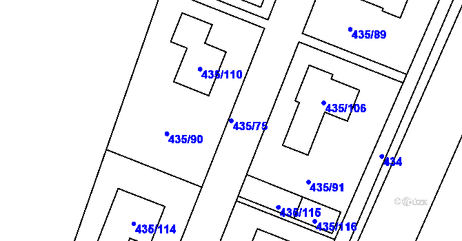 Parcela st. 435/75 v KÚ Kratonohy, Katastrální mapa