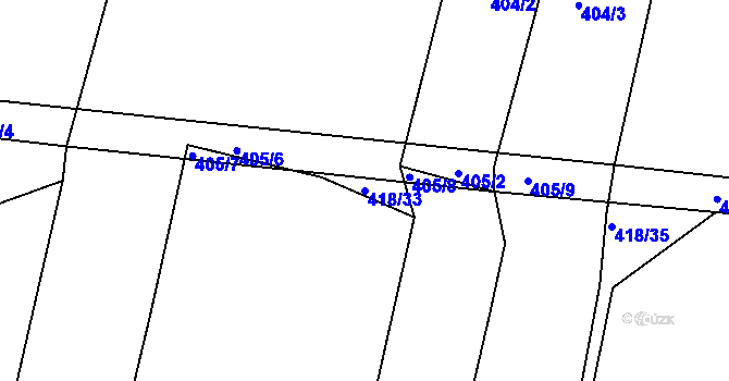 Parcela st. 418/33 v KÚ Kratonohy, Katastrální mapa