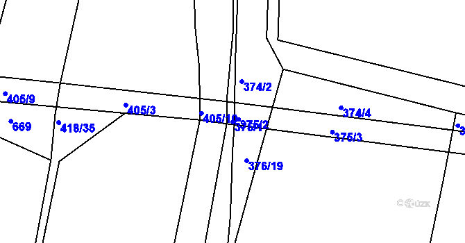 Parcela st. 375/1 v KÚ Kratonohy, Katastrální mapa