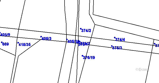 Parcela st. 375/2 v KÚ Kratonohy, Katastrální mapa