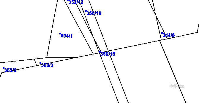 Parcela st. 350/16 v KÚ Kratonohy, Katastrální mapa