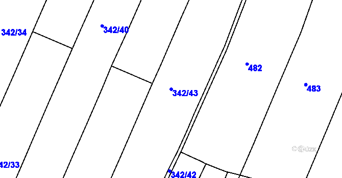 Parcela st. 342/43 v KÚ Kratonohy, Katastrální mapa