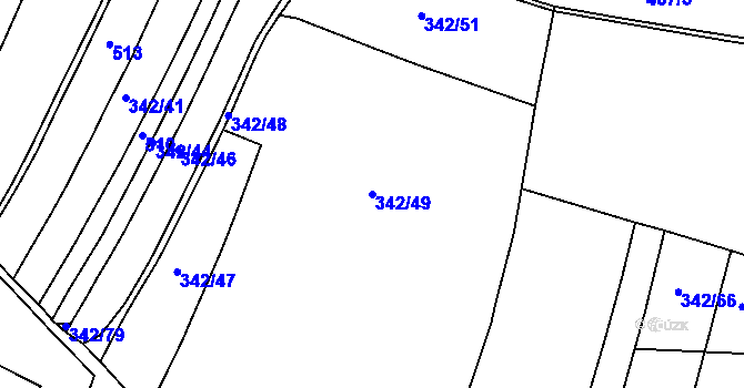 Parcela st. 342/49 v KÚ Kratonohy, Katastrální mapa