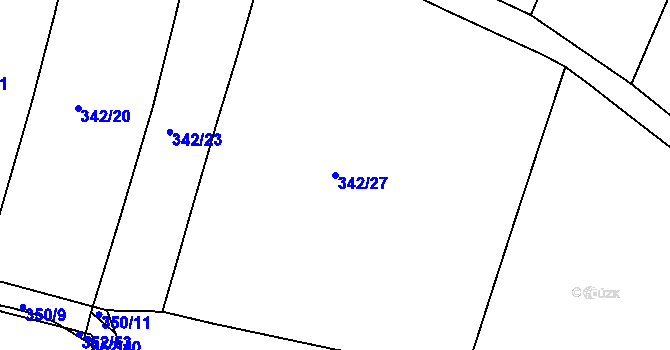 Parcela st. 342/27 v KÚ Kratonohy, Katastrální mapa