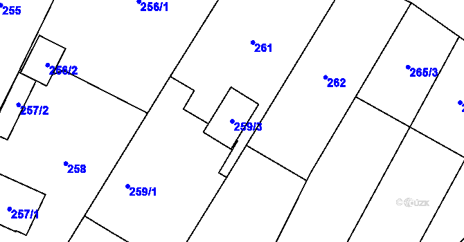 Parcela st. 259/3 v KÚ Kratonohy, Katastrální mapa