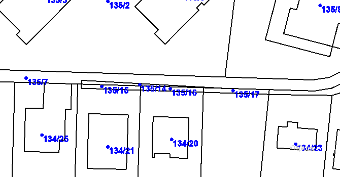 Parcela st. 135/16 v KÚ Kratonohy, Katastrální mapa