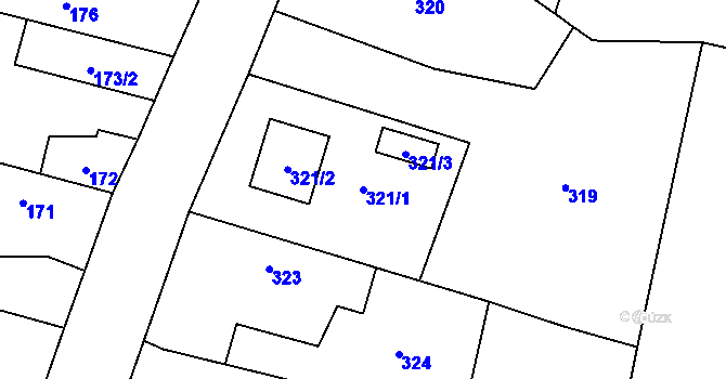 Parcela st. 321/1 v KÚ Kratonohy, Katastrální mapa