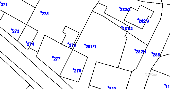 Parcela st. 281/1 v KÚ Kratonohy, Katastrální mapa