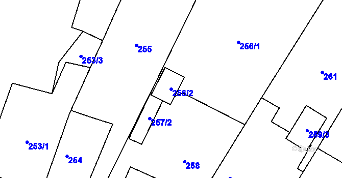 Parcela st. 256/2 v KÚ Kratonohy, Katastrální mapa