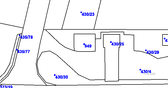 Parcela st. 949 v KÚ Kratonohy, Katastrální mapa
