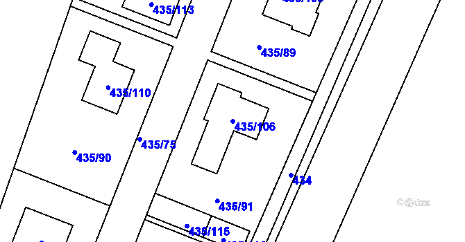 Parcela st. 435/106 v KÚ Kratonohy, Katastrální mapa