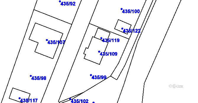 Parcela st. 435/109 v KÚ Kratonohy, Katastrální mapa
