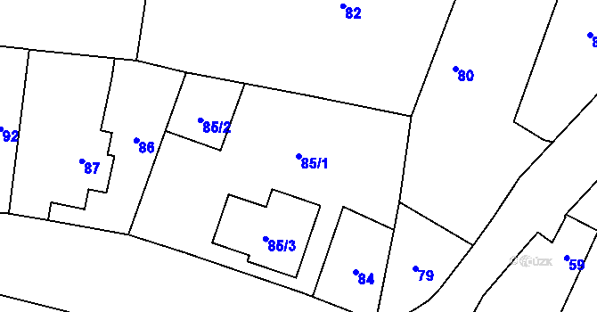 Parcela st. 85/1 v KÚ Kratonohy, Katastrální mapa
