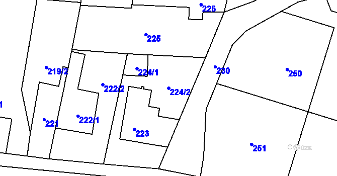 Parcela st. 224/2 v KÚ Kratonohy, Katastrální mapa