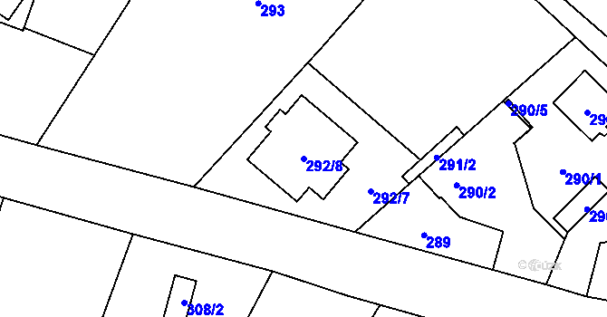 Parcela st. 292/8 v KÚ Kratonohy, Katastrální mapa