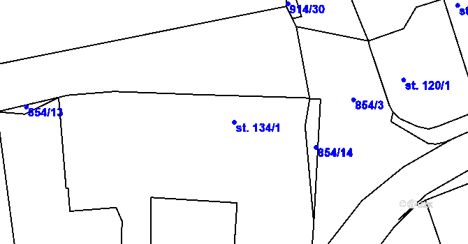 Parcela st. 134/1 v KÚ Michnovka, Katastrální mapa