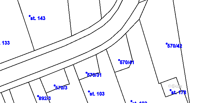 Parcela st. 570/29 v KÚ Michnovka, Katastrální mapa