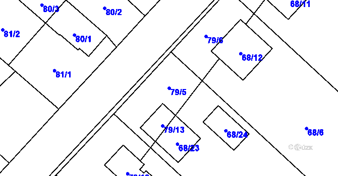 Parcela st. 79/5 v KÚ Obědovice, Katastrální mapa