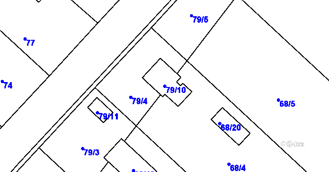 Parcela st. 79/10 v KÚ Obědovice, Katastrální mapa