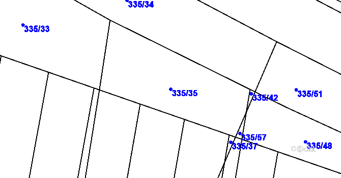 Parcela st. 335/35 v KÚ Obědovice, Katastrální mapa