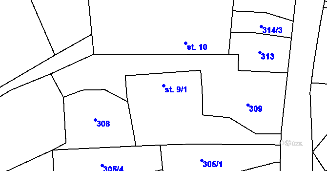 Parcela st. 9/1 v KÚ Krátošice, Katastrální mapa