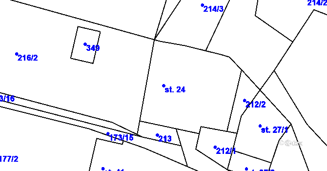Parcela st. 24 v KÚ Krátošice, Katastrální mapa